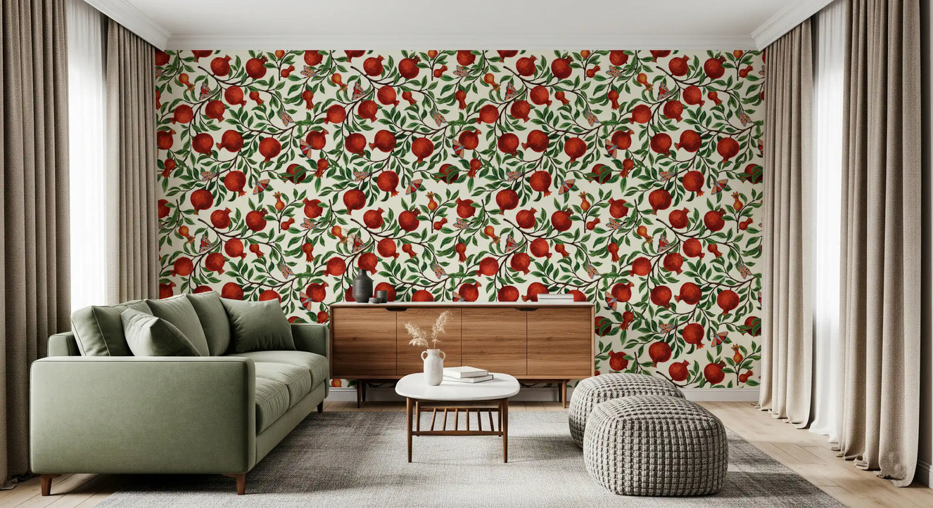 Pomegranate Orchard & Butterfly Dance Wallpaper⁠