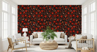 Pomegranate Nocturne wallpaper packs ripe fruit close together throughout the panel.