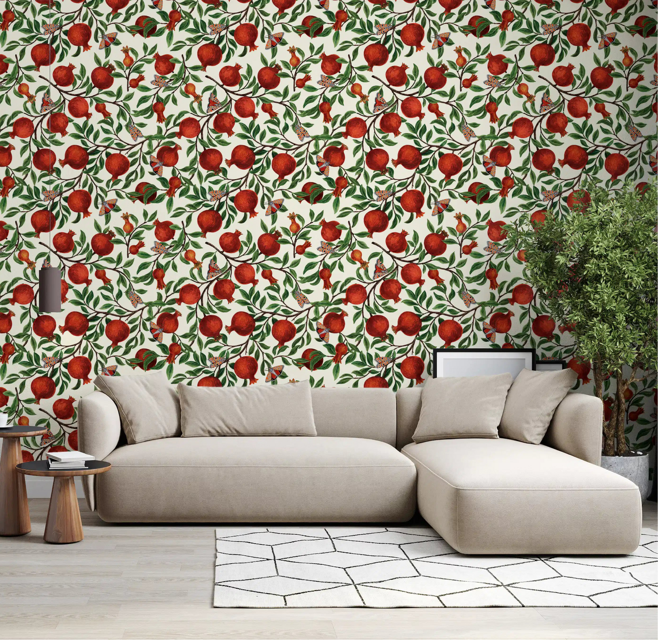 Pomegranate & Butterfly Garden Wallpaper⁠