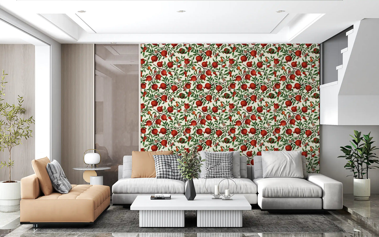 Branches loop in different directions on this Pomegranate Butterfly Wallpaper.