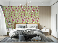 Loud heads and tight buds lift a Bedroom side on this Blooming Rose wallpaper.
