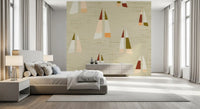 Linen-effect background pairs gentle ripples under the Sailboats wall mural.