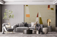 Triangular sails pair with a Living area in the Sailboats Coastal Cream wall mural.
