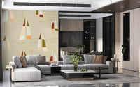 Mid Century Sailboats Coastal Cream wall mural mixes muted sails on warm beige.