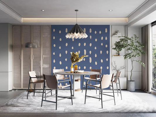 Fresque murale Mid Century Seed Dots bleu poussiéreux