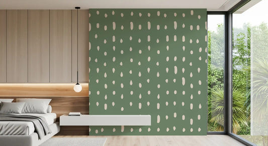 Papier peint mural Mid Century Seed Dots vert sauge