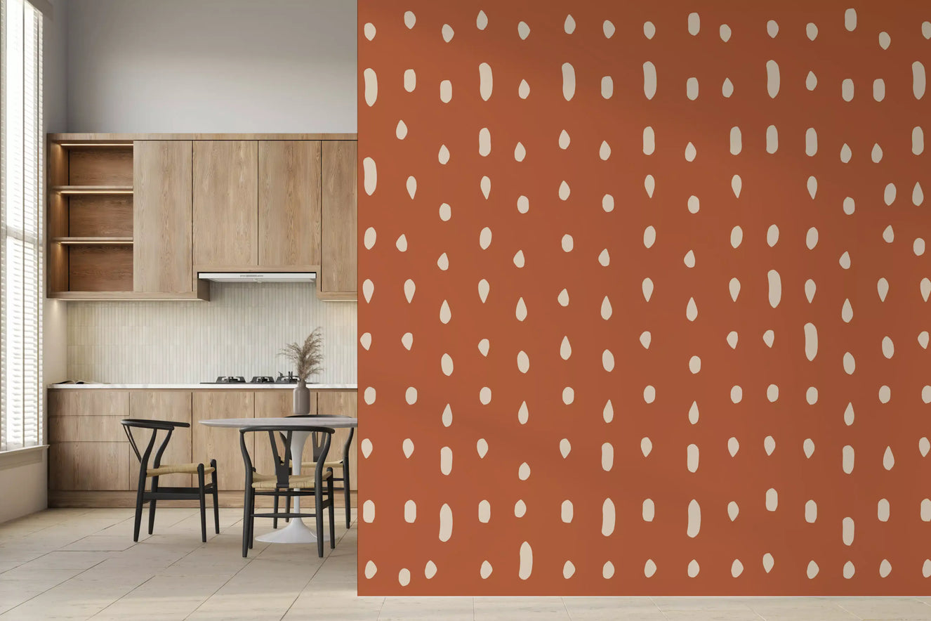 Mid Century Seed Dots Terracotta Wallpaper Wall Mural