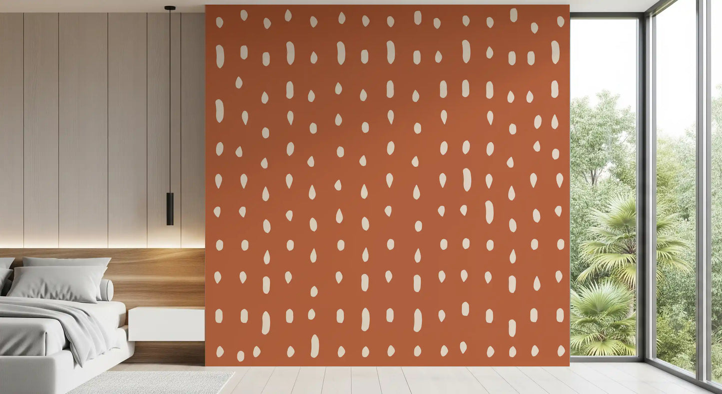 Papel Tapiz Mural de Puntos Semilla de Terracota de Medio Siglo
