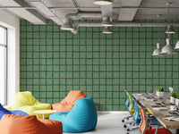 Wobbled square repeat sits across the Mid Century Wavy Grid wallpaper layout.
