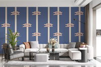 Rust knots on the Nautical Rope Stripe wallpaper add seafaring ease to a living room.