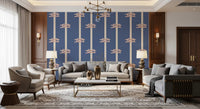 Vertical cream lines into a Living room on the Stripe wallpaper with rust knots.