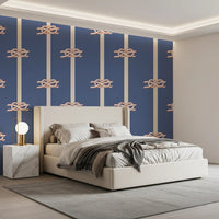 Twisted cord motifs sit at staggered points along the Nautical Rope Stripe wallpaper