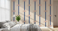 Tall stripes and knots in a Bedroom with the Nautical Rope Stripe Beige Navy wallpaper