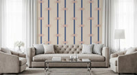 Rope knots highlighted by indigo bands on the Nautical Rope Stripe Beige Navy wallpaper