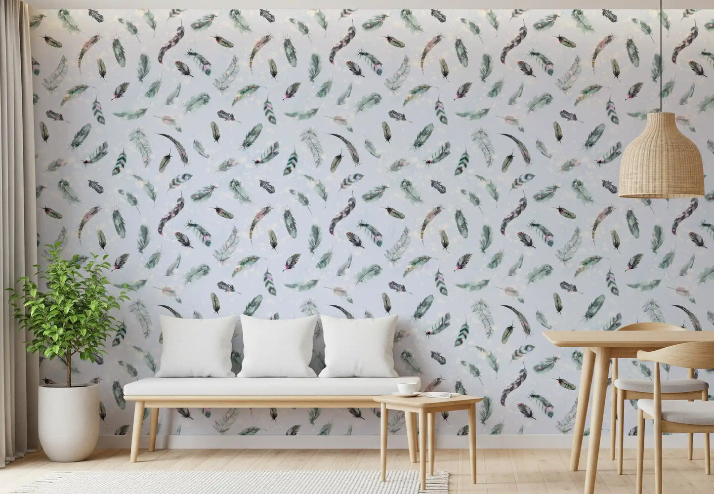 Ethereal Feather Dance Wallpaper⁠