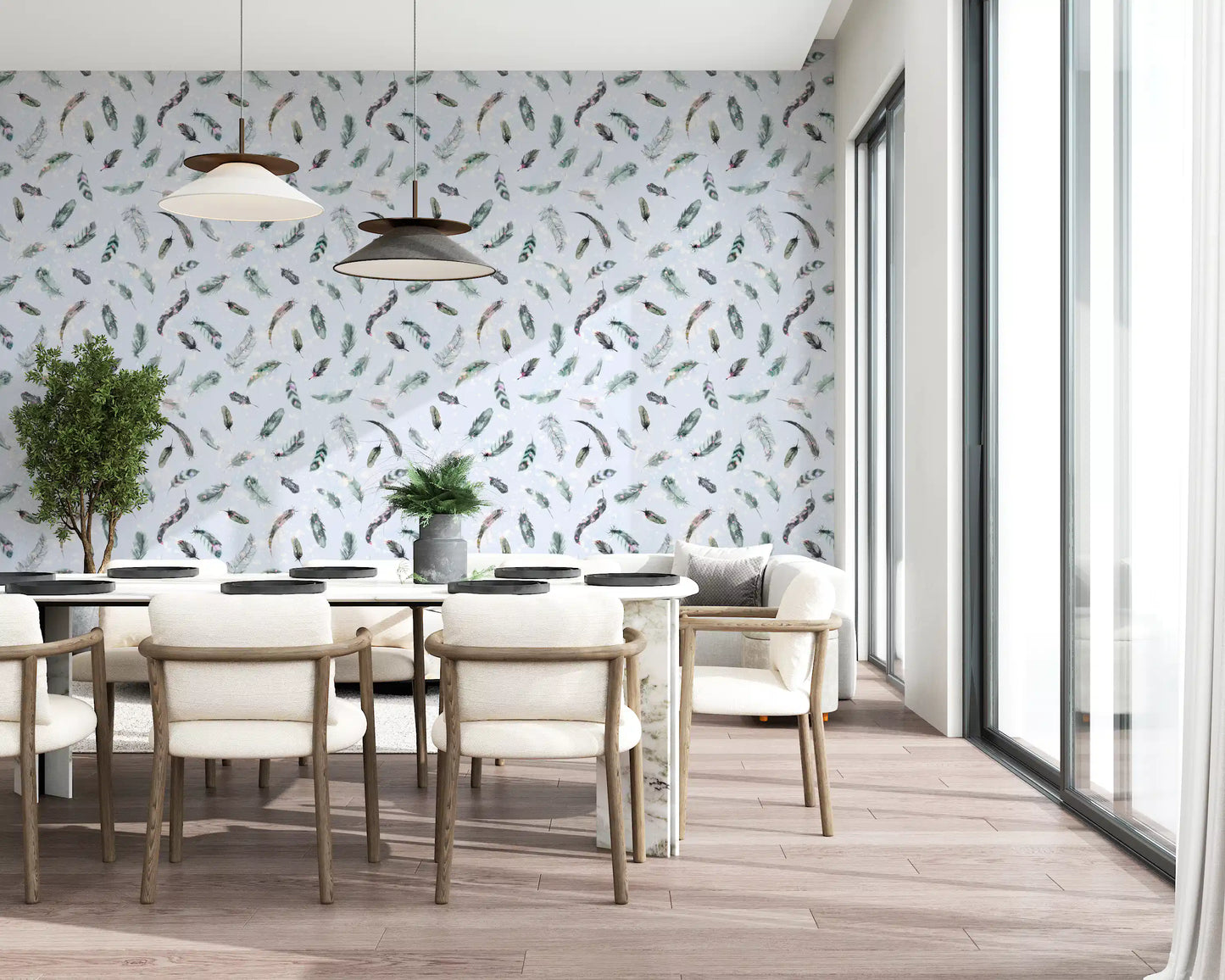 Ethereal Feather Dance Wallpaper⁠