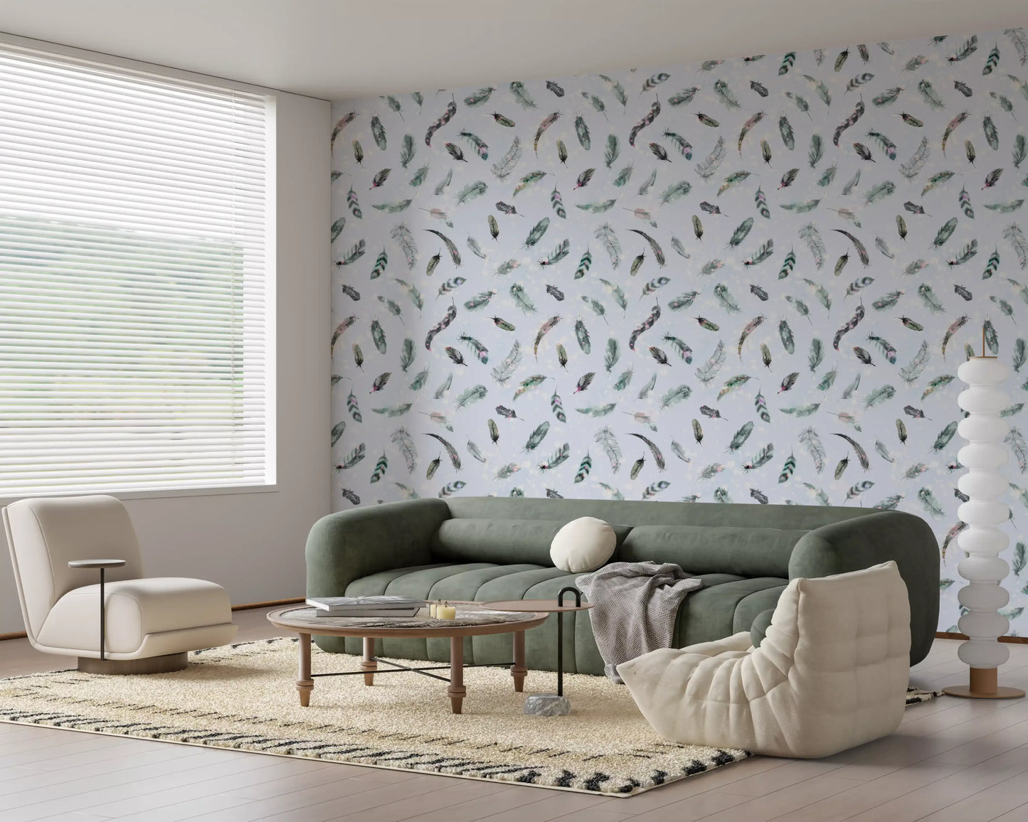 Ethereal Feather Dance Wallpaper⁠