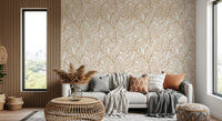 Beige botanisk vinranke tapet skandinavisk neutralt tapet⁠