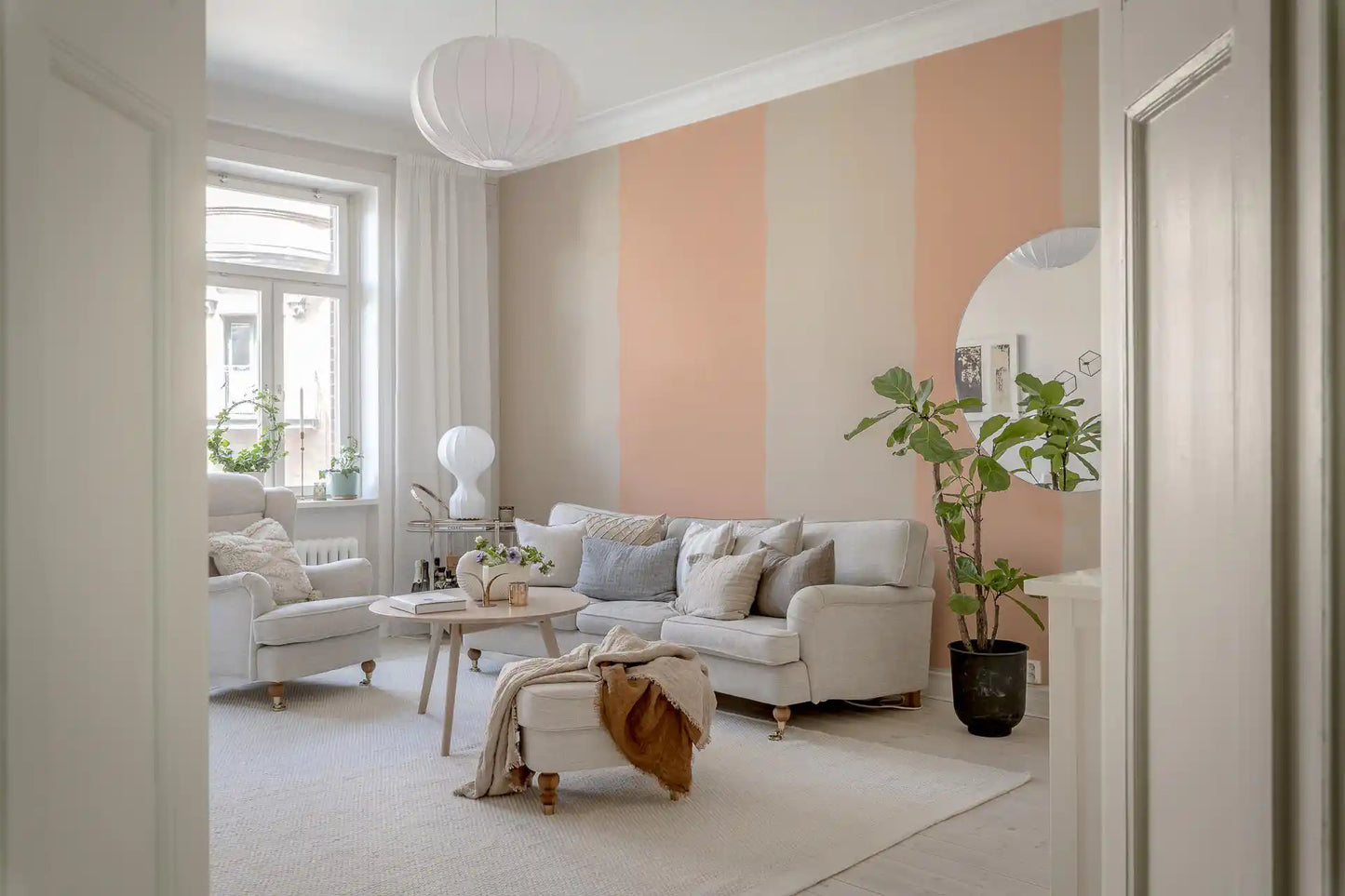 Blush Pink Stripe tapet Grandmillennial tapet⁠