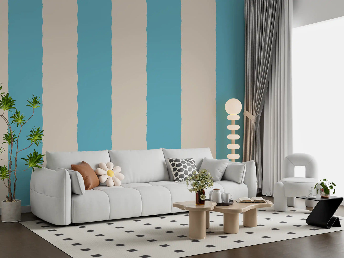Blush Pink Stripe tapet Grandmillennial tapet⁠