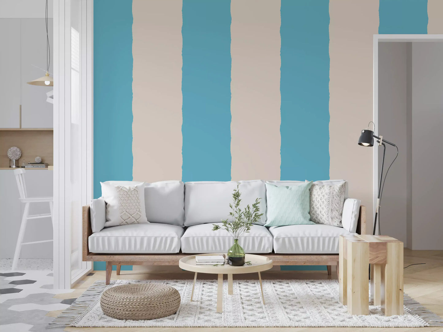 Blush Pink Stripe tapet Grandmillennial tapet⁠