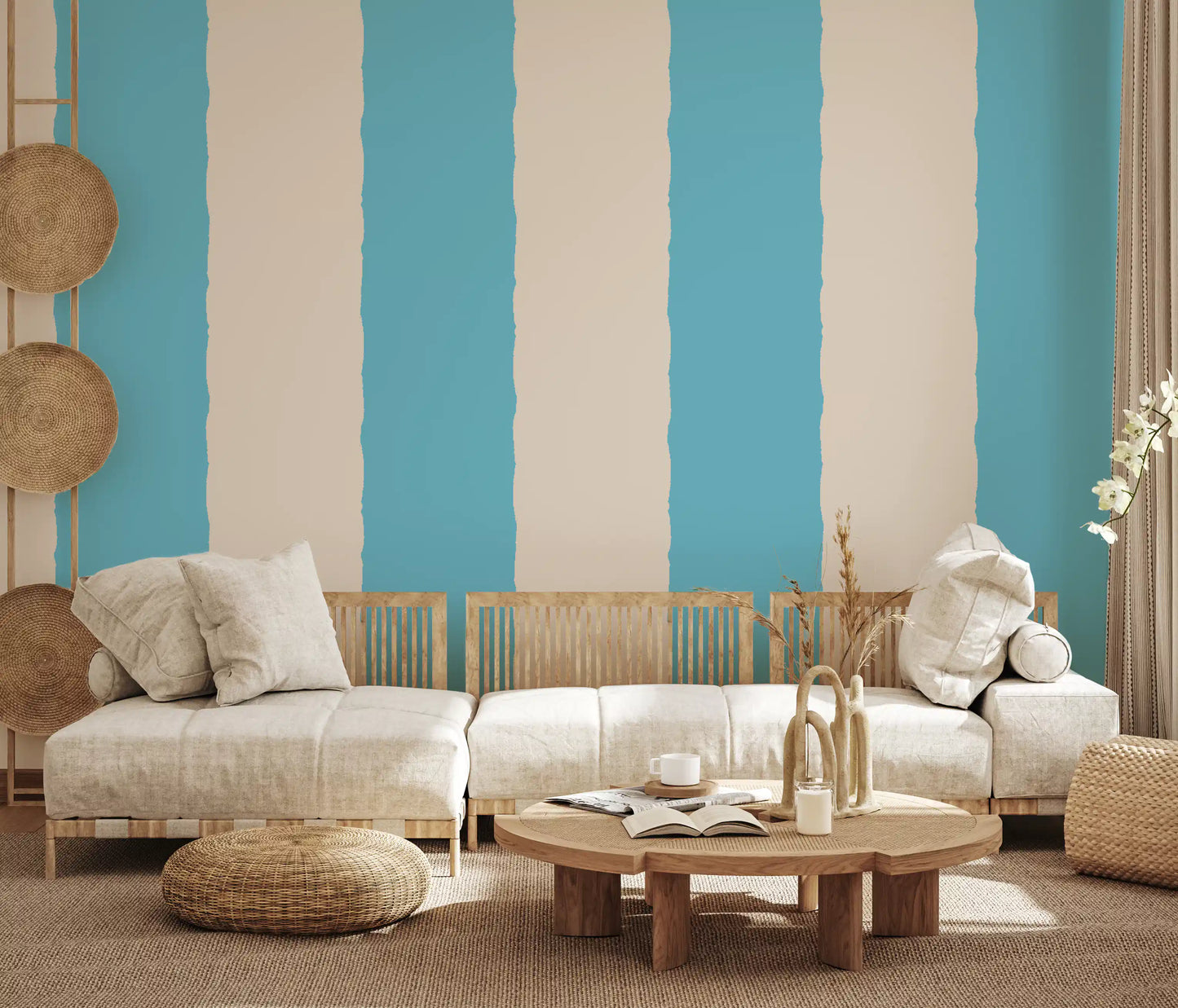 Blush Pink Stripe tapet Grandmillennial tapet⁠