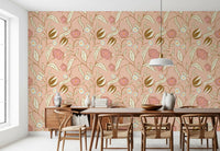 Blush Pink Chintz Floral Wallpaper Vintage Botanical Wallpaper⁠