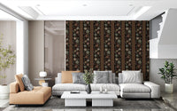 Trailing Chintz Vintage Heirloom Stripes Dark Wallpaper⁠
