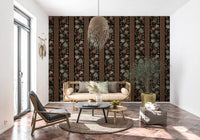 Trailing Chintz Vintage Heirloom Stripes Dark Wallpaper⁠