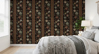 Trailing Chintz Vintage Heirloom Stripes Dark Wallpaper⁠