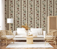 Trailing Chintz Vintage Heirloom Stripes Bright Wallpaper⁠