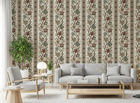 Trailing Chintz Vintage Heirloom Stripes Bright Wallpaper⁠