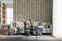 Trailing Chintz Vintage Heirloom Stripes Bright Wallpaper⁠