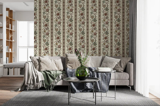 Trailing Chintz Vintage Arvestykke Striber Lys Tapet⁠