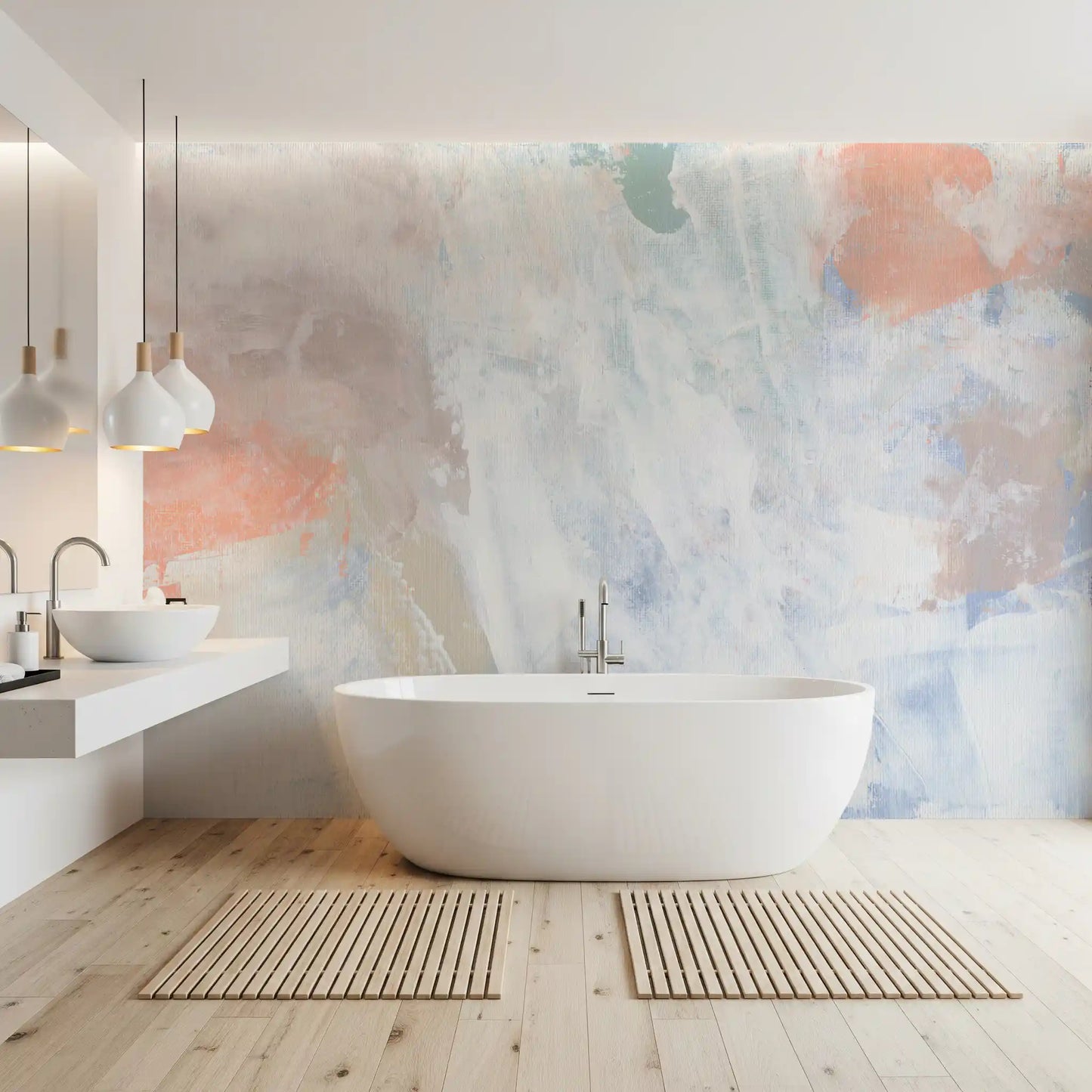 Soft Serenade Pastel Brushstrokes Wallpaper Wall Mural