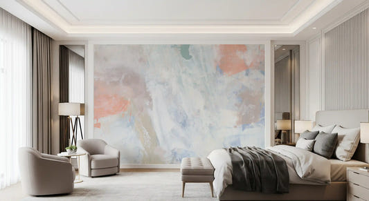 Papier peint fresque murale Soft Serenade aux coups de pinceau pastel