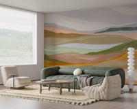 Serene Terracotta and Sage Painted Hills Wallpaper Wall Mural