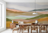Serene Terracotta and Sage Painted Hills Wallpaper Wall Mural