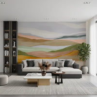 Serene Terracotta and Sage Painted Hills Wallpaper Wall Mural