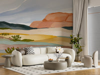 Watercolor Terracotta Desert Landscape Wallpaper Wall Mural