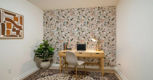 Neutral Beige Gray Watercolor Geometric Wallpaper⁠