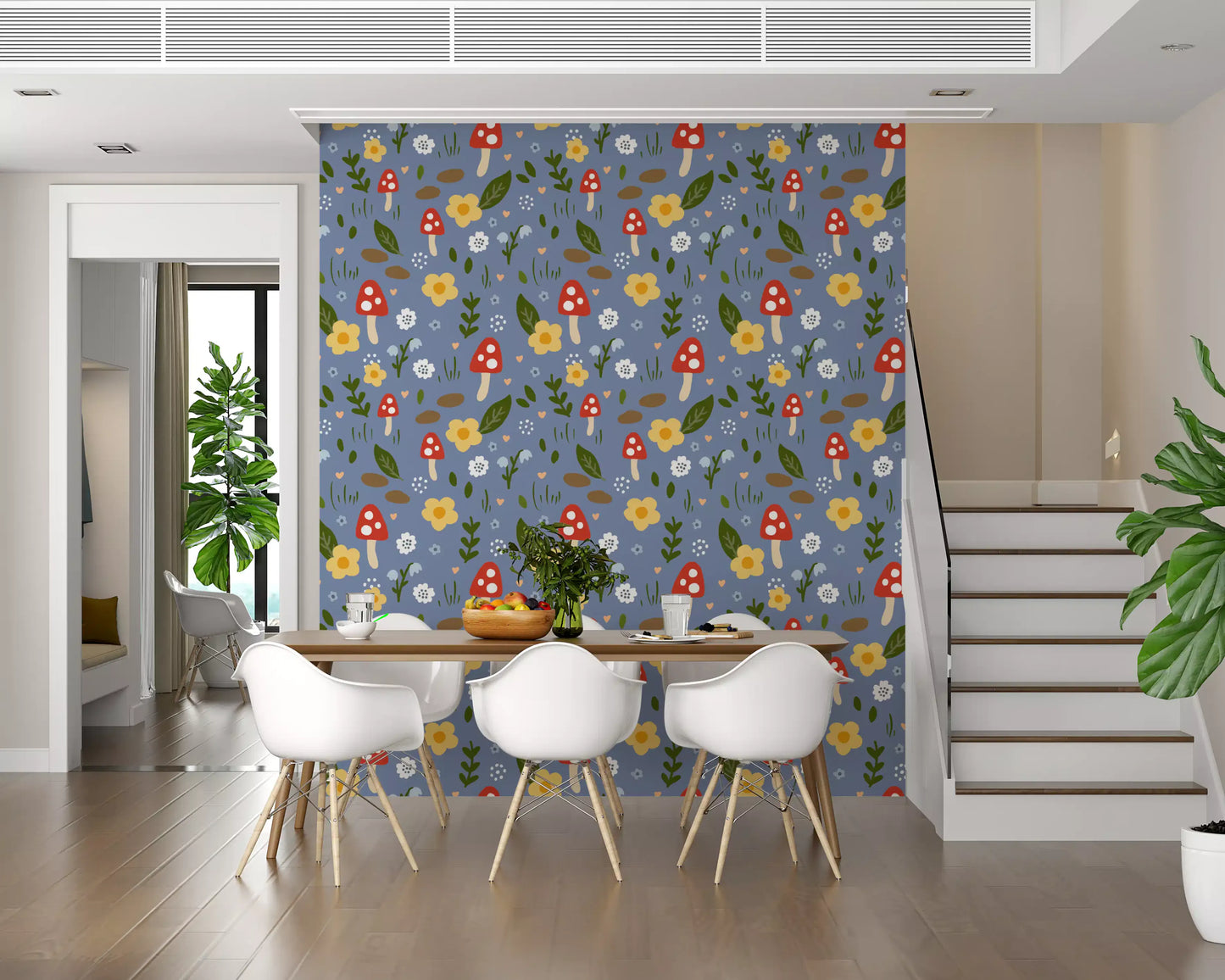 Whimsical Forest Mushroom & Wildflower Wallpaper Wallpaper⁠