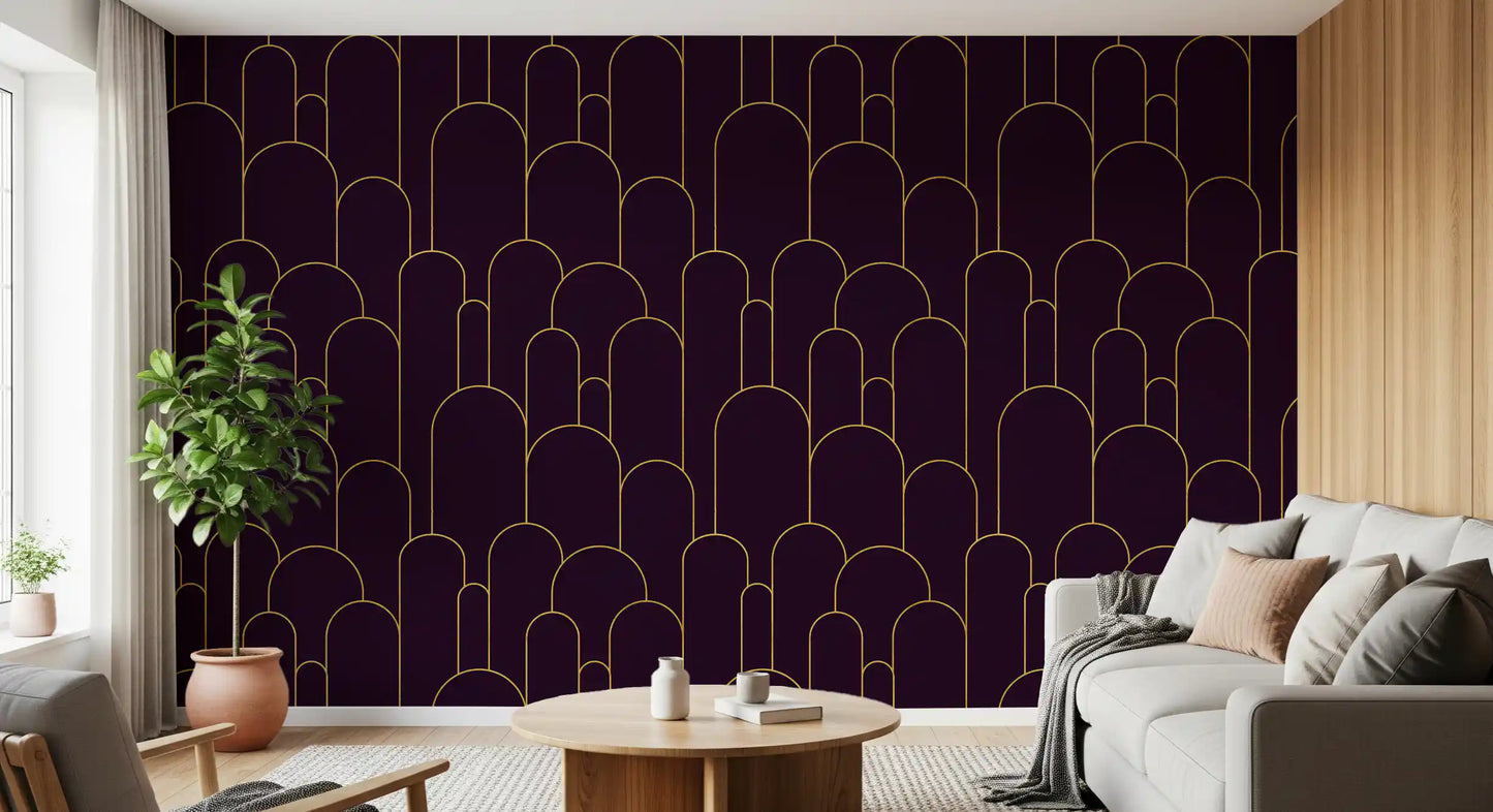 Carta da parati Retro Glamour Plum Noir Arches