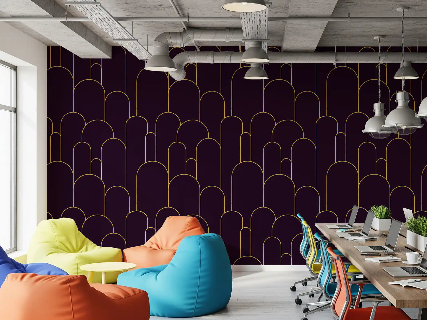 Carta da parati Retro Glamour Plum Noir Arches