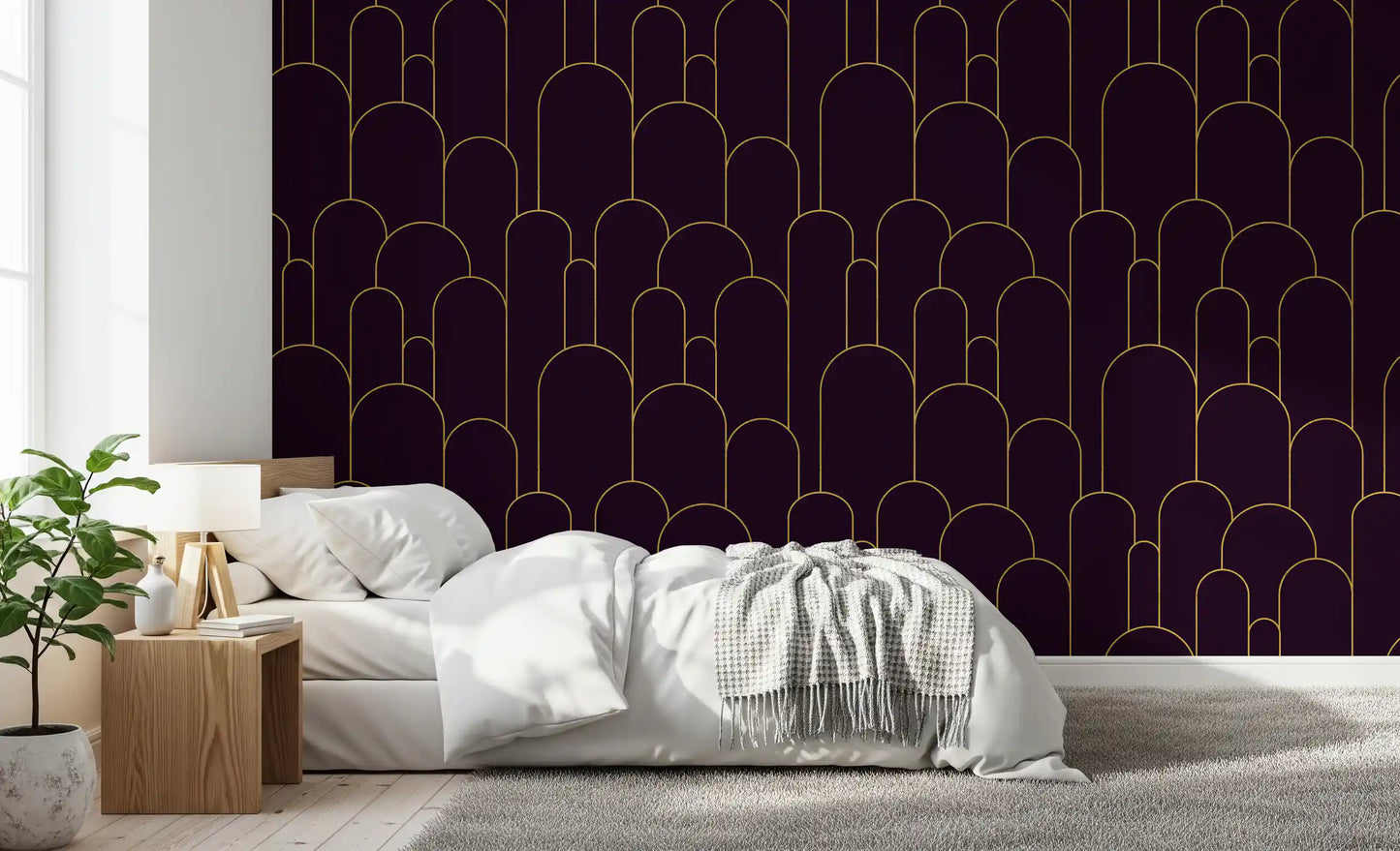 Carta da parati Retro Glamour Plum Noir Arches