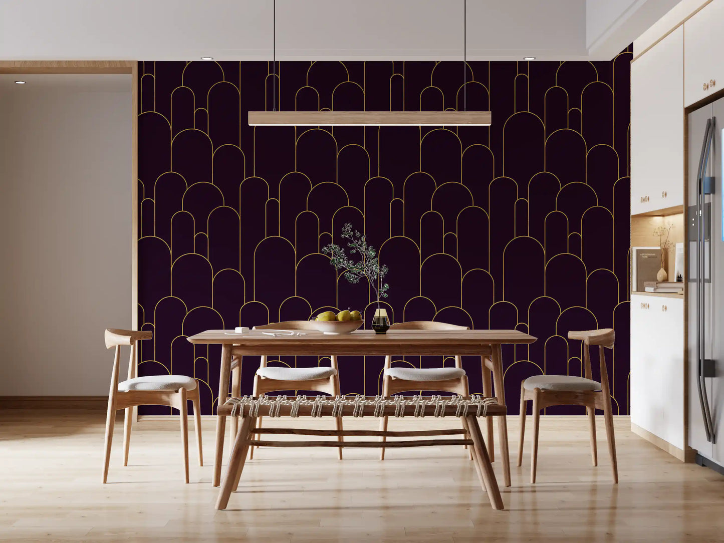Carta da parati Retro Glamour Plum Noir Arches