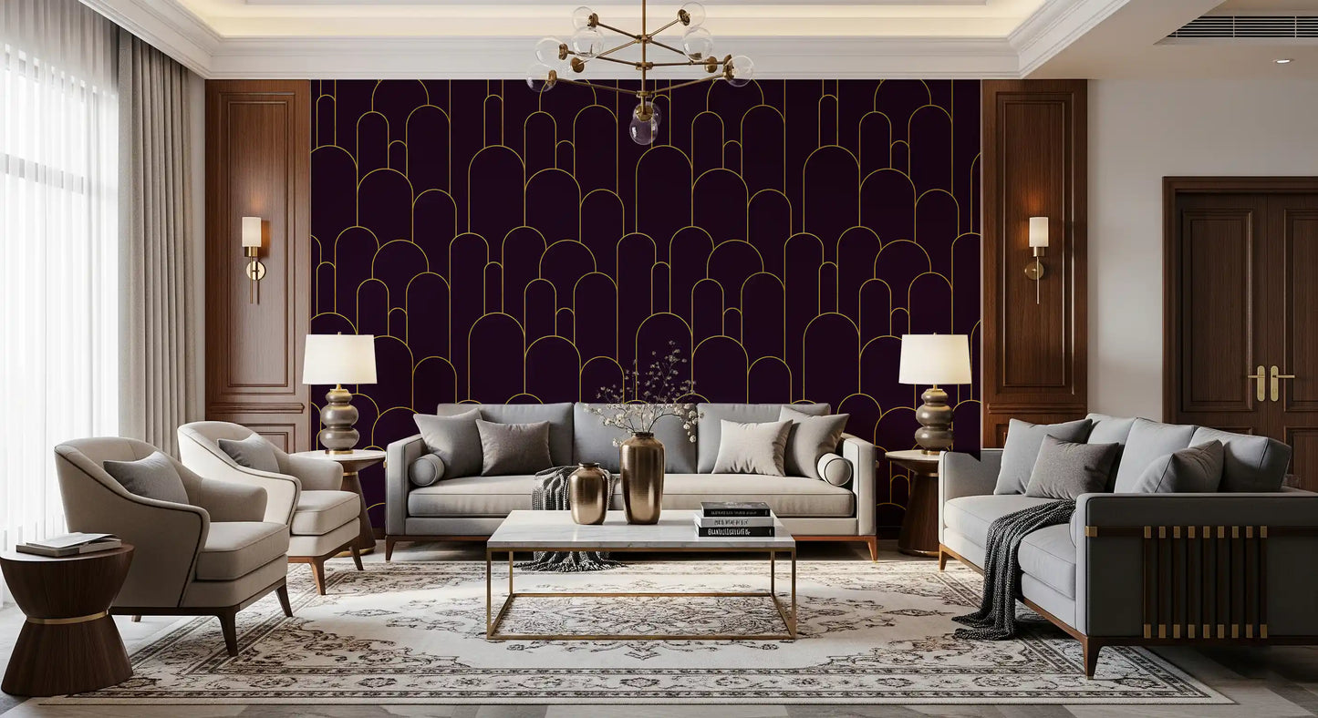 Carta da parati Retro Glamour Plum Noir Arches