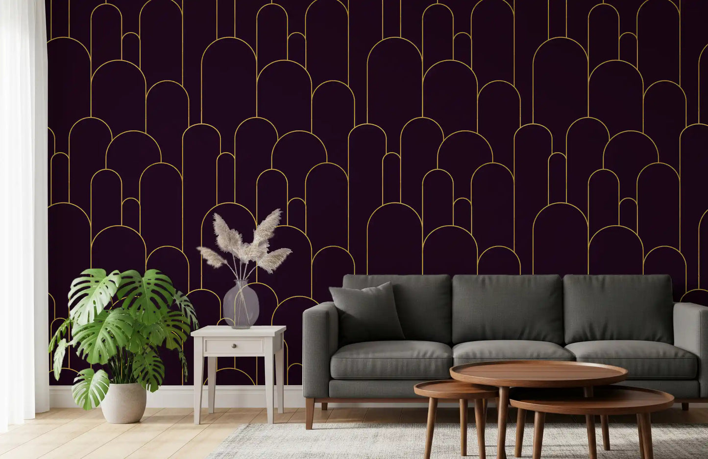 Carta da parati Retro Glamour Plum Noir Arches