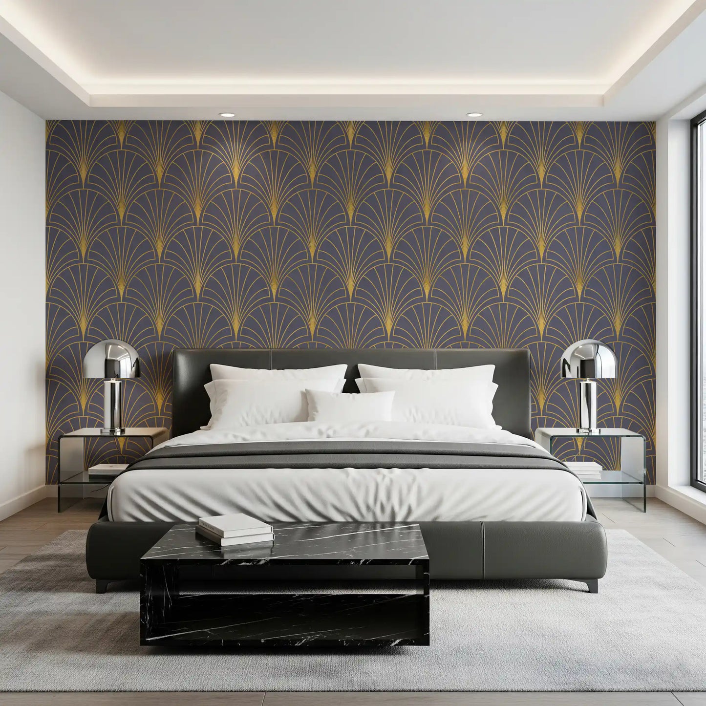 Carta da parati Regal Gatsby malva e oro