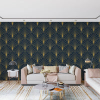 Regal Gatsby midnatsblåt og guld tapet